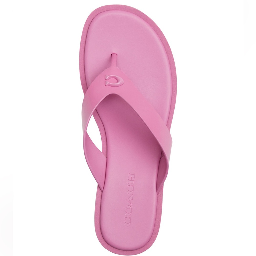 COACH Women's Sculpted Platform "C" Logo Leather Flip Flop - Picture 11 of 16